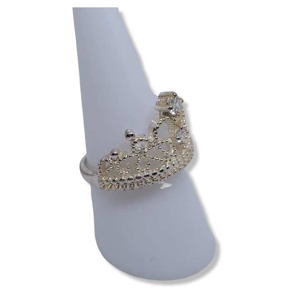 Sterling Silver Plated Round Simulated Diamond Crown Ring Sz8 - Picture 6 of 8
